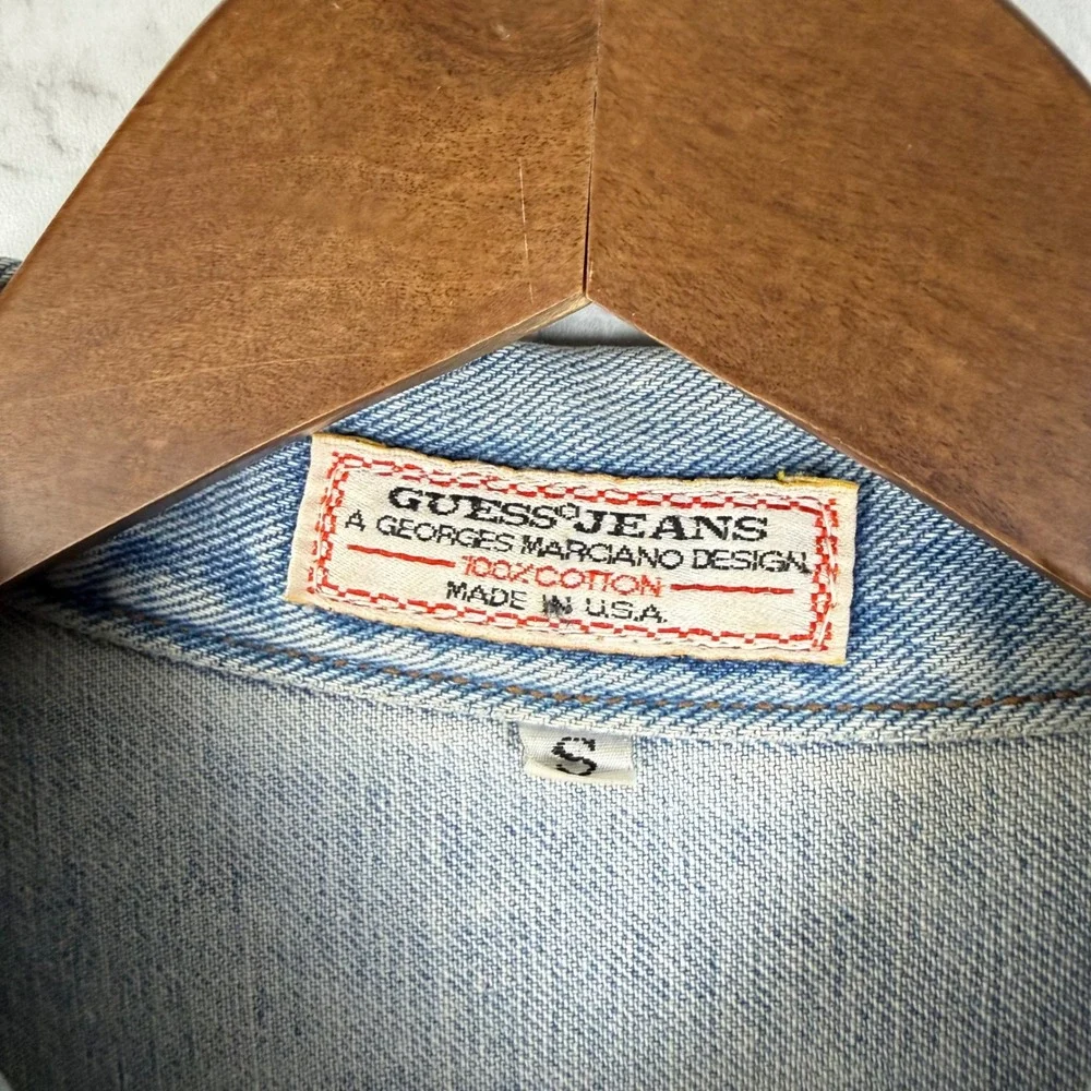 Vintage Guess Jeans Georges Marciano Denim Jacket Light Wash Made in USA SMALL - Picture 3 of 12